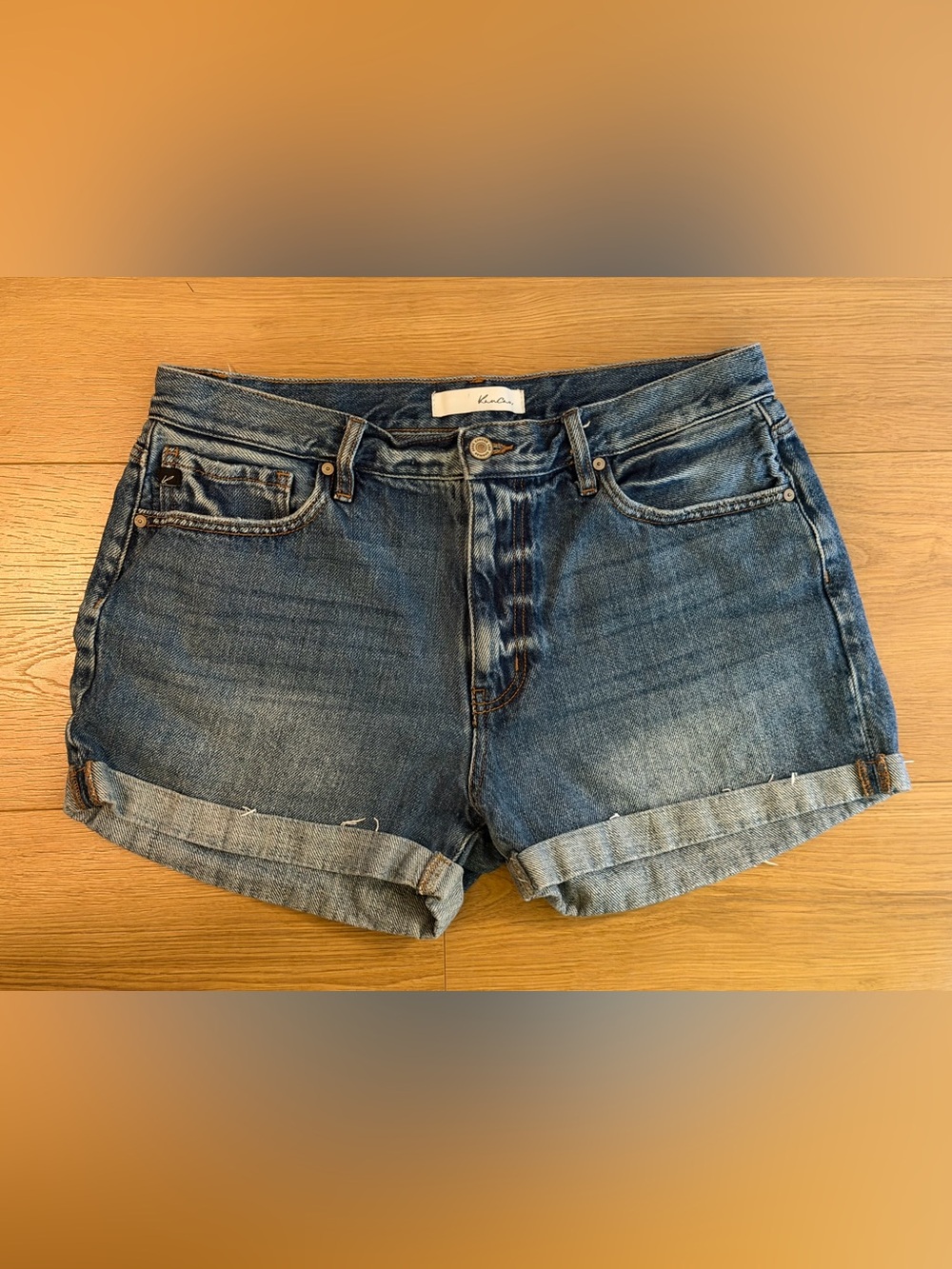 KanCan Dark Blue Rolled-Hem Denim Shorts